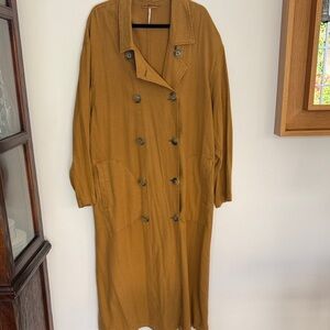Free People Double-Breasted Tan Coat
